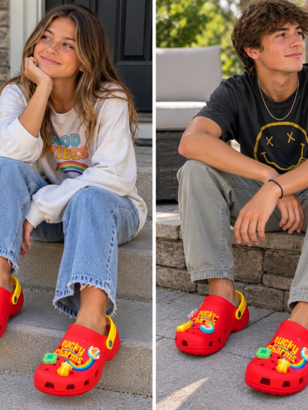 Crocs x Lucky Charms Classic Clog 207118-610 M7 W9 Red Jibbitz